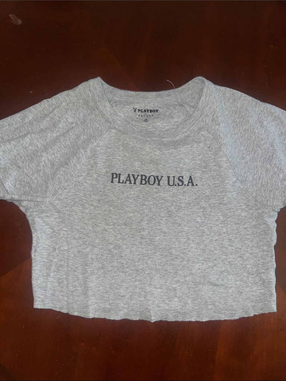 PLAYBOY Gray Cropped Logo Tee